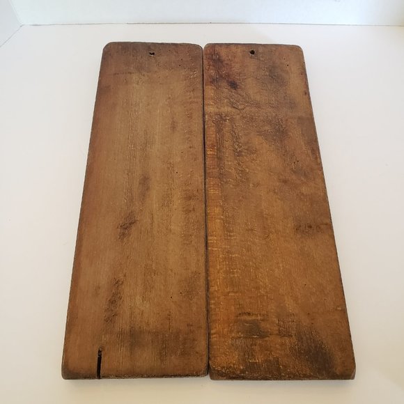 Pair Vintage Hand Carved Wooden Cookie Biscuit Baking Molds Boy and Girl - Picture 5 of 7